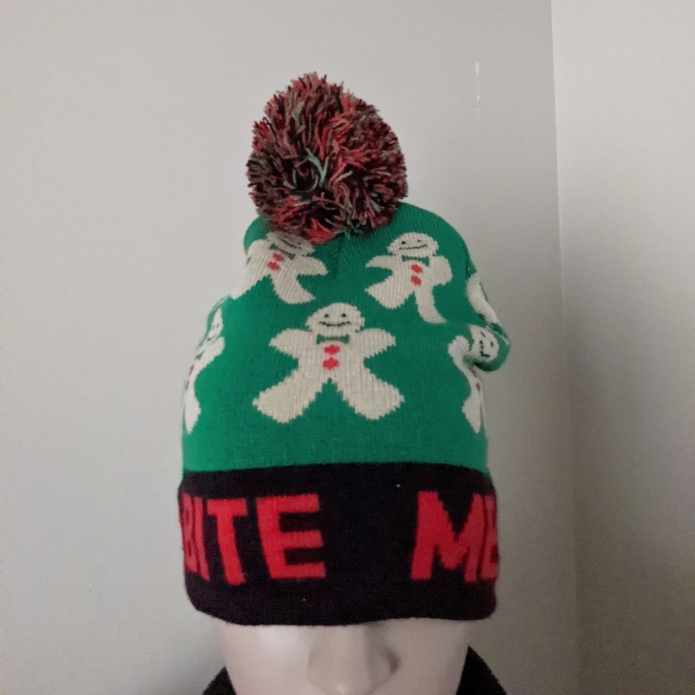 Gingerbread Bite Me Christmas beanie hat - Picture 3 of 3